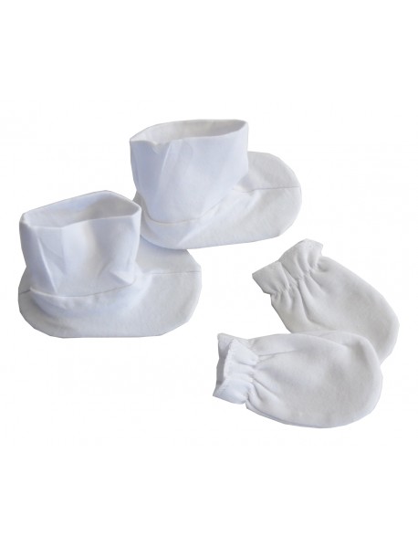 White Infant Mittens and Booties