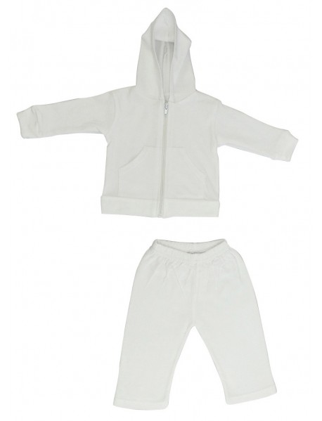 White Interlock Sweat Pants and Hoodie Set