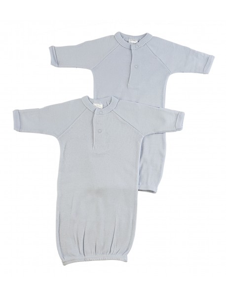 Preemie Solid Blue Gown - 2 Pack