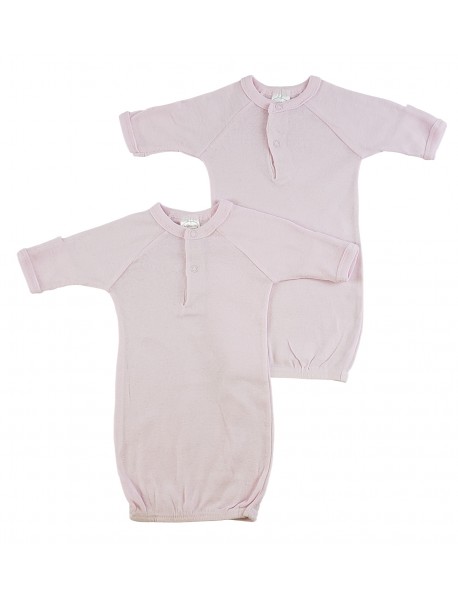 Preemie Solid Pink Gown - 2 Pack