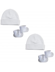 Cap & Bootie Set - White (Pack of 2)