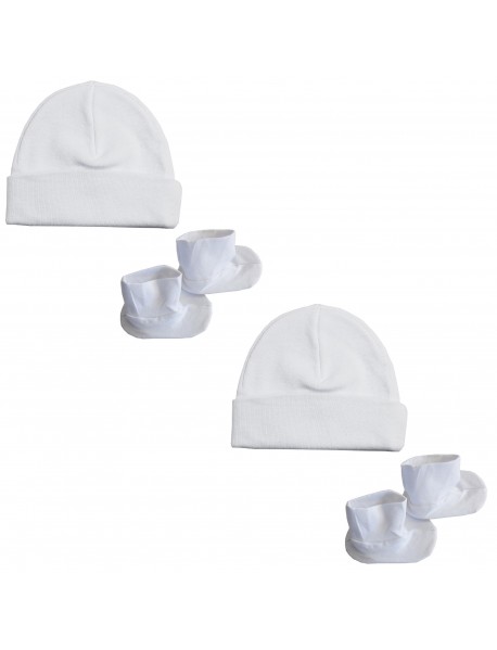 Cap & Bootie Set - White (Pack of 2)