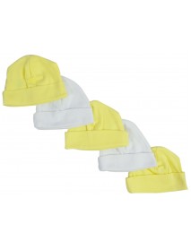 Yellow & White Baby Caps (Pack of 5)