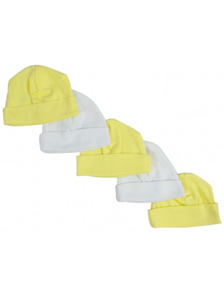Yellow & White Baby Caps (Pack of 5)