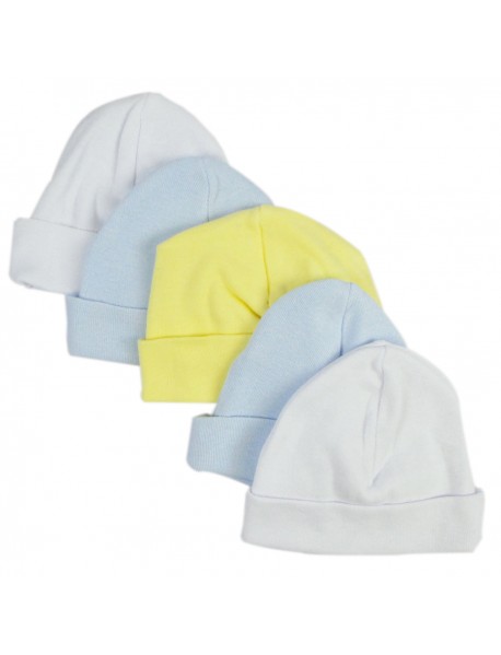 Blue & White Baby Caps (Pack of 5)