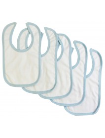 White Interlock Bib Blue Binding (Pack of 5)