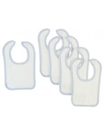 White Bib With Blue Trim (Pack of 5)