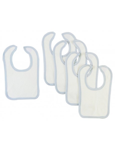 White Bib With Blue Trim (Pack of 5)