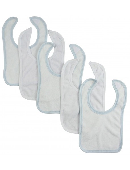 White Bib With Blue Trim and White Trim (Pack of 5)