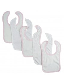 White Bib With Pink Trim and White Trim (Pack of 5)