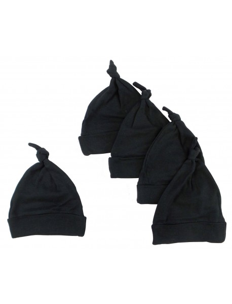 Black Knotted Baby Cap (Pack of 5)