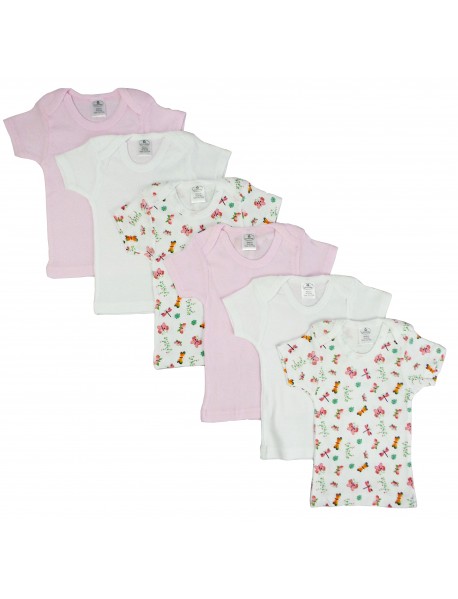 Girls Pastel Variety Short Sleeve Lap T-shirts 6 Pack