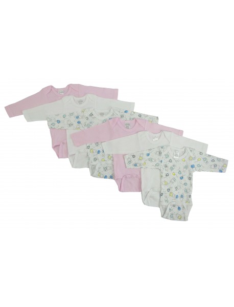 Girls Long Sleeve Printed Onezie Variety 6 Pack