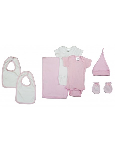 Newborn Baby Girl 7 Pc Layette Gift Set