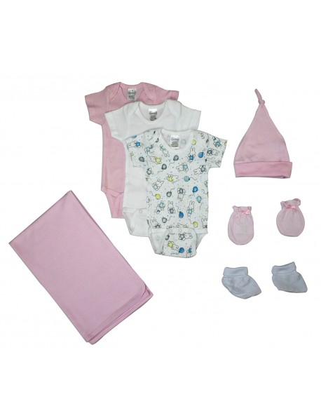 Newborn Baby Girls 7 Pc Layette Baby Shower Gift Set