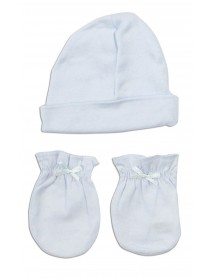 Boys Cap and Mittens 2 Piece Layette Set