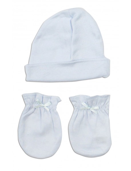 Boys Cap and Mittens 2 Piece Layette Set