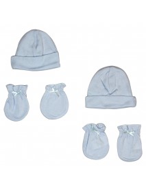 Boys Cap and Mittens 4 Piece Layette Set