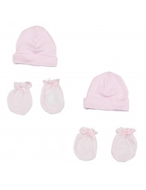 Girls Cap and Mittens 4 Piece Layette Set