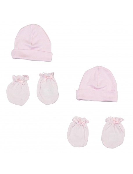 Girls Cap and Mittens 4 Piece Layette Set
