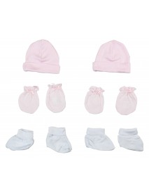Girls Cap, Booties and Mittens 6 Piece Layette Set