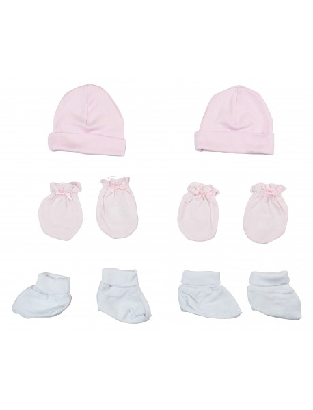 Girls Cap, Booties and Mittens 6 Piece Layette Set