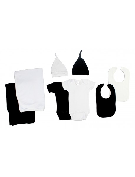 Black and White 8 Piece Layette Set