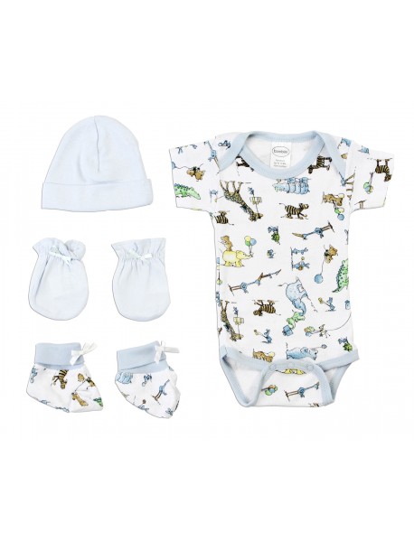Newborn Baby Boys 4 Pc Layette Baby Shower Gift Set