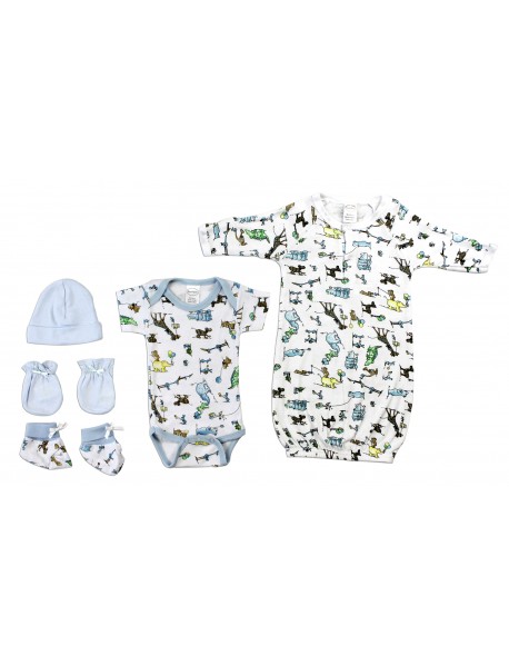 Newborn Baby Boys 5 Pc Layette Baby Shower Gift Set