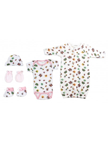 Newborn Baby Girls 5 Pc Layette Baby Shower Gift Set