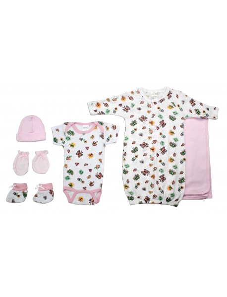 Newborn Baby Girls 6 Pc Layette Baby Shower Gift Set