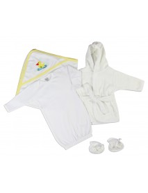 Unisex Newborn Baby 3 Pc Layette Set (Gown, Robe, Hooded Towel)