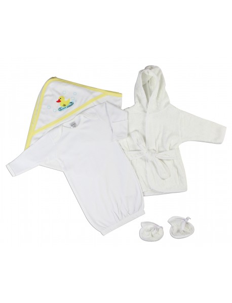 Unisex Newborn Baby 3 Pc Layette Set (Gown, Robe, Hooded Towel)