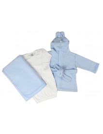 Newborn Baby Boys 3 Pc Layette Set (Gown, Robe, Fleece Blanket)
