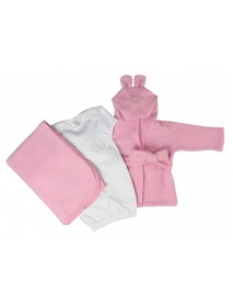 Newborn Baby Girls 3 Pc Layette Set (Gown, Robe, Fleece Blanket)