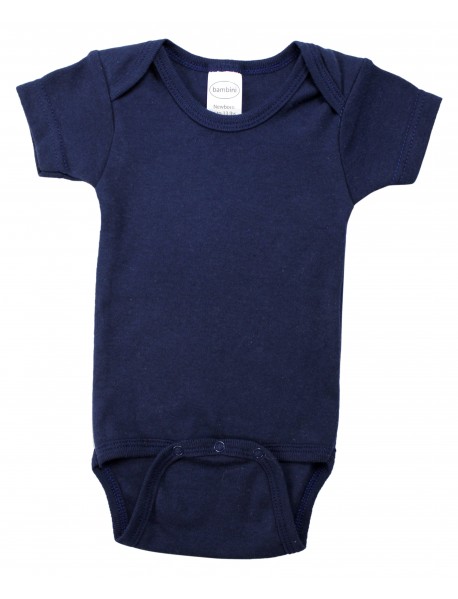 Navy Interlock Short Sleeve Bodysuit Onezie