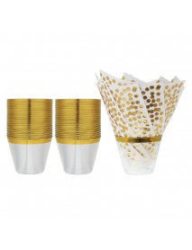 50PCS Disposable Plastic Cups 9oz with 50PCS Disposable Napkins For Birthday Wedding Tableware Set