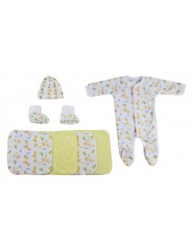 Caps, Booties and Washcloths - 9 pc Set 