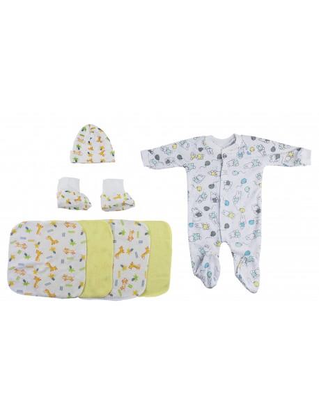Sleep-n-Play, Cap Booties and Washcloths - 7 pc Set