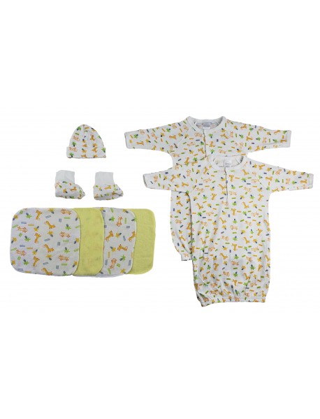 Gowns, Cap Booties and Washcloths - 8 pc Set