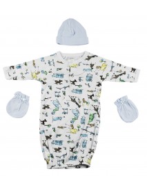 Gown, Cap and Mittens - 3 pc Set