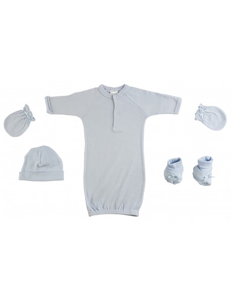 Preemie Gown, Cap, Mittens and Booties - 4 pc Set