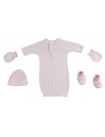 Preemie Gown, Cap, Mittens and Booties - 4 pc Set