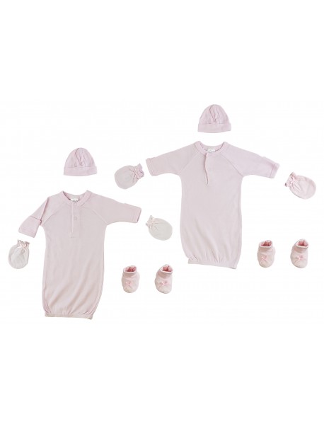 Preemie Gown, Cap, Mittens and Booties - 8 pc Set