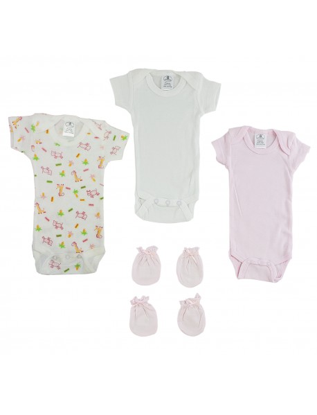 Preemie Onezies and Mittens - 5 Pcs Set