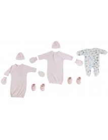 Preemie Girls Gowns, Sleep-n-Play, Caps, Mittens and Booties - 8 pc Set
