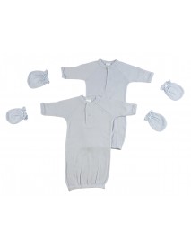 Preemie Boys Gowns and MIttens