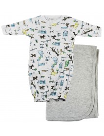 Print Infant Gown and Recieving Blanket