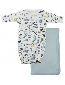 Print Infant Gown and Recieving Blanket