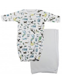 Print Infant Gown and Recieving Blanket